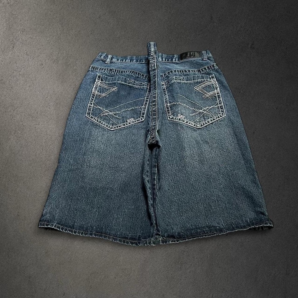Y2K 2000s Grunge Indie Skater Streetwear Hip Hop Embroidered Baggy Denim Shorts